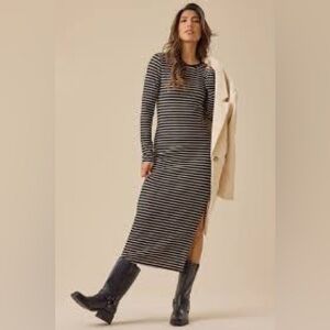 Chico’s Black and White Striped Maxi Dress Size 0 or Small 4/6